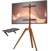PUTORSEN TV Stand for 45-65" TVs, Solid Wood Easel Style, Swivel, Walnut