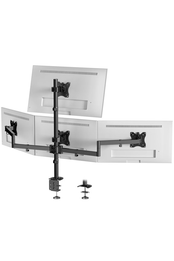 Quad Monitor Mount for 17-27 Inches - Fully Adjustable Heavy Duty 4 Monitor Arm Desk Mount, Max Load 22lbs per Screen, VESA 75/100 mm