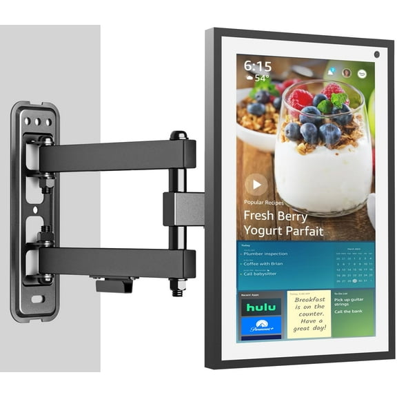 PUTORSEN Wall Mount for Echo Show 21,Echo Show 15, Full Motion Articulating Arm TV Bracket, Adjustable Tilt Swivel, Holds 44lbs, VESA 75x75 100x100mm, Black