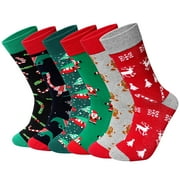 Christmas Socks, PUTUO Men Funny Colorful Novelty Socks, Xmas Crew Socks Christmas Gifts for Men, 6 Pairs, Size 9-13