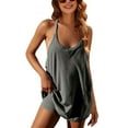 thumbnail image 1 of PUWEI Women's Athletic Mini Dress V Neck Sleeveless Tennis Workout Romper, 1 of 7