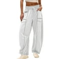 thumbnail image 1 of PUWEI Women's Barrel High Waisted Sweatpants Wide Leg Drawstring Athletic Baggy Pants with Pockets, 1 of 7
