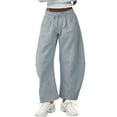 thumbnail image 1 of PUWEI Women's Barrel Leg Sweatpants High Waist Wide Leg Joggers Soft Lounge Pants with Pockets, 1 of 7