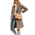 thumbnail image 1 of PUWEI Women's Casual Lapel Collar Wool Coat Single-Breasted Peacoat with Pockets, 1 of 7