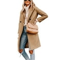 thumbnail image 1 of PUWEI Women's Casual Lapel Collar Wool Coat Single-Breasted Peacoat with Pockets, 1 of 7