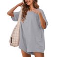 thumbnail image 1 of PUWEI Women's Casual Short Sleeve Romper Oversized Tee Athletic Jumpsuits Overalls Deep Pockets, 1 of 7