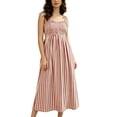 thumbnail image 1 of PUWEI Women's Casual Spaghetti Strap Dress Flowy Swing Boho Dress Stretchy Long Sundress with Side Pockets, 1 of 4