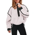 thumbnail image 1 of PUWEI Women's Fleece Sherpa Pullover Oversized Half-Zip Sweatshirt Warm Fuzzy Sweater with Pockets, 1 of 7