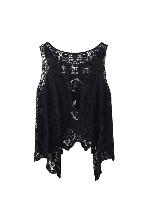 Women's Open Front Crochet Boho Cardigan Summer Hippie Butterfly Hollow Out Stitch Vest