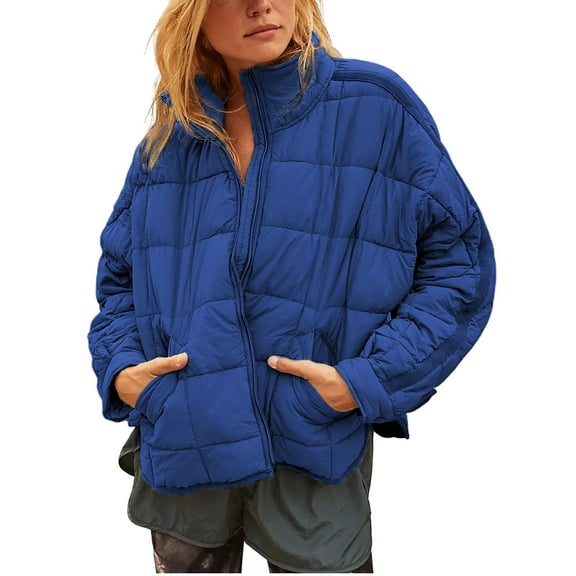 PUWEI Women's Oversized Lightweight Puffer Jacket Coat Warm Full Zip Long Sleeve Down Coat