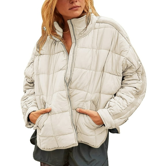 PUWEI Women's Oversized Lightweight Puffer Jacket Coat Warm Full Zip Long Sleeve Down Coat