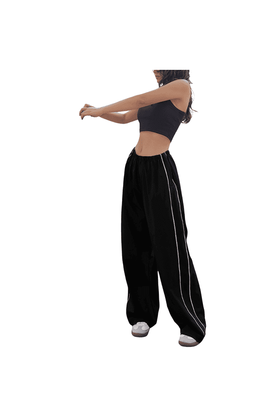 Women's Parachute Pants Elastic Waist Baggy Pants Casual Y2K Track Pants Trousers