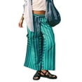 thumbnail image 1 of PUWEI Women's Striped Wide Leg Pants Loose Fit Drawstring Waist Casual Palazzo with Pockets, 1 of 7