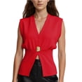 thumbnail image 1 of PUWEI Women's V Neck Vest Top Single Button Sleeveless Summer Knit Vest Pullover Tank Top, 1 of 7
