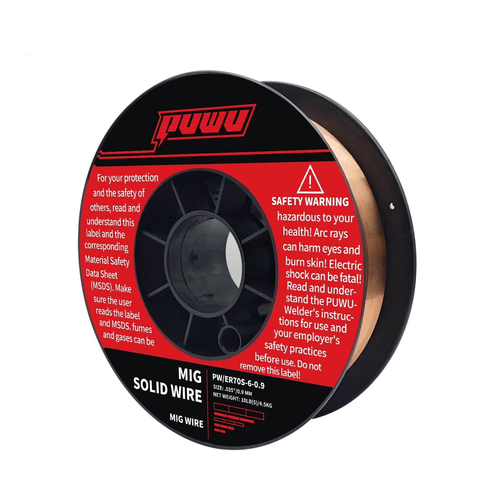 PUWU Flux Core Gasless MIG Wire, E71T-GS Mild Carbon Steel .035
