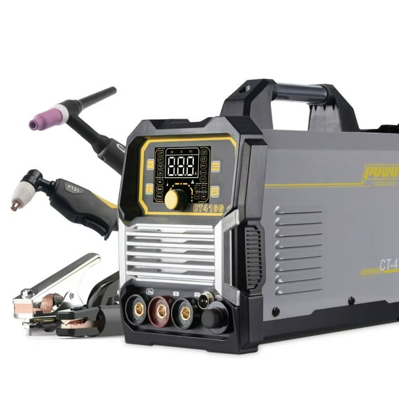 PUWU MIG Welder, TIG/DC Pulse TIG/CUT/MMA/STICK 5 in 1 Multi-process Welding Machine, LED Digital Display Synergic Control 110V/220V Dual Voltage with overcurrent/overheat protection
