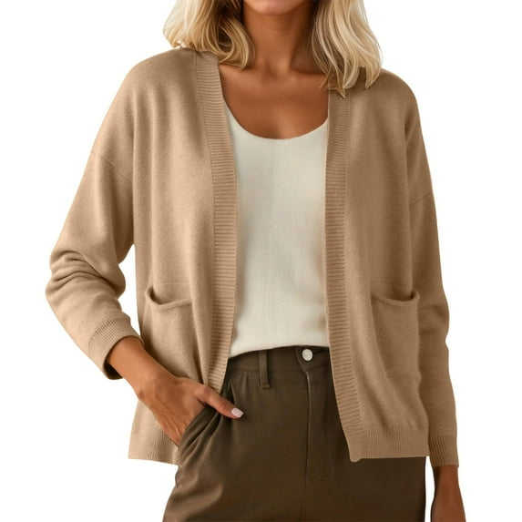PUYAHG Casual Cardigan Coat Women Jackets Cozy Cardigans Loose Fit Knit Sweater Stylish Outerwear Warm Outwear Khaki,XL