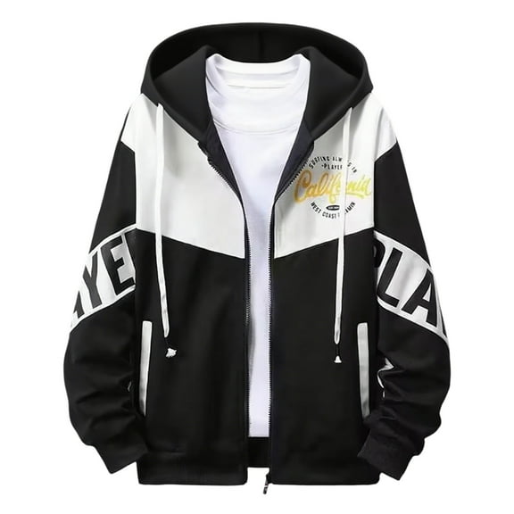 PUYAHG Casual Outdoor Jackets for Men Spring Fall Loose Fitting Oversized Sports Style Long Sleeved Outdoor Clothes White,M