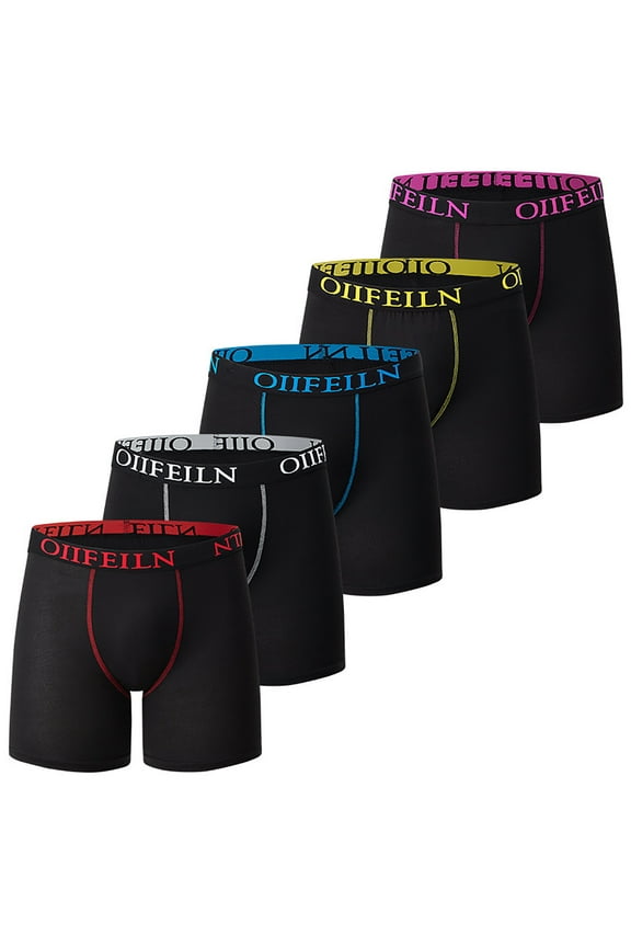 Men Boxer Panties Active Sports High Waist Performance Briefs 5 Pack Panty Man Black,M