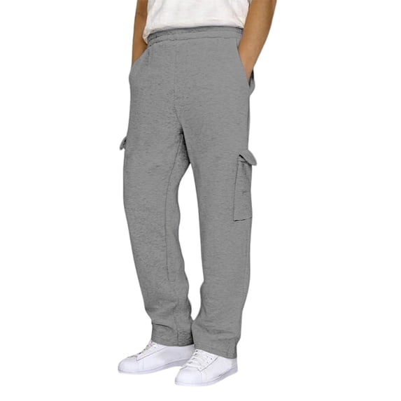 Tiweut Mens Pants Long Straight Leg Elastic Waist Loose Fit Stretchable Soft Lightweight Everyday Wear Man Trousers Light Gray,M
