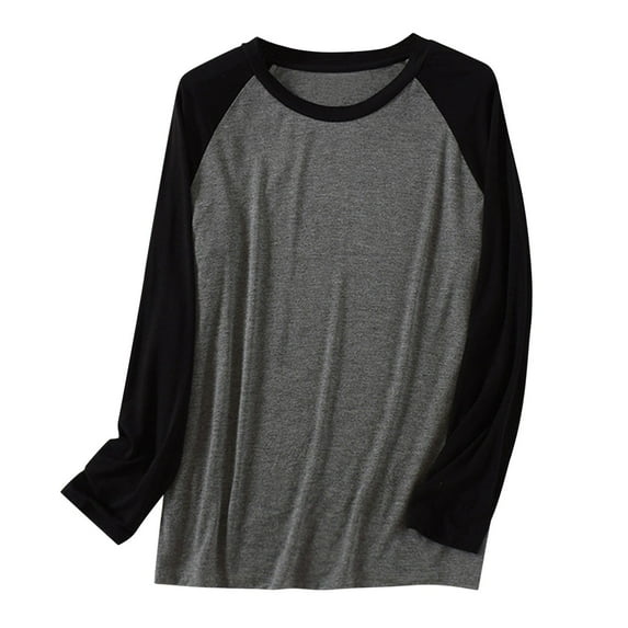 PUYAHG Pajamas for Mens Long Sleeved Round Neck Thin Home Tops Plus Size Loose Fit Furnishing Man Sleepwear Black,L