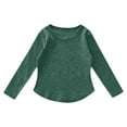 thumbnail image 1 of PUYAHG Toddler Kids T-Shirts for Girls Long Sleeve Crew Neck Arc Hem Side Slit Soft Solid Color Thin Girl's Leisure Tees 4-5 T, 1 of 7