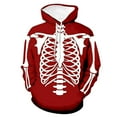 thumbnail image 1 of PUYAHG Womens Casual Hoodies 2025 Halloween Skeleton 3D Digital Print Long Sleeve Hooded Male and Female Ladies Tops Red,2XL, 1 of 3