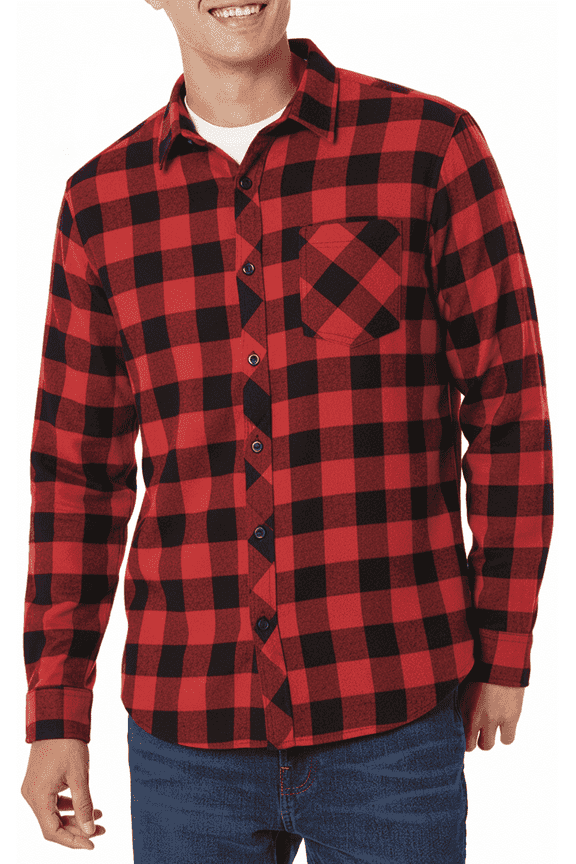 Flannel Shirt for Men Button Down Long Sleeve Buffalo Plaid Checkered Plaid Flannel Shirt Red