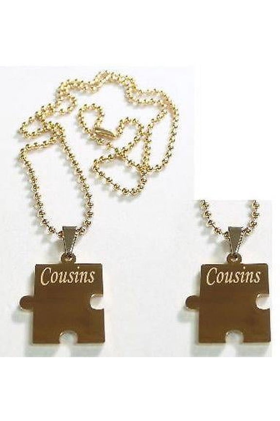 PUZZLE PIECE IPG X2 THICK GOLD PLATED SOLID STAINLESS STEEL BALL CHAIN NECKLACE