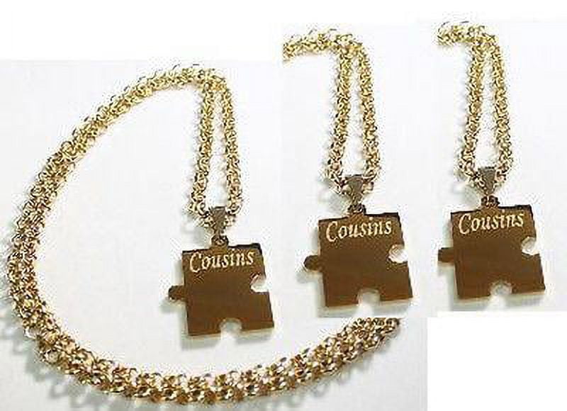 PUZZLE PIECE X3 IPG THICK GOLD PLATED SOLID STAINLESS STEEL ROLO CHAIN ...
