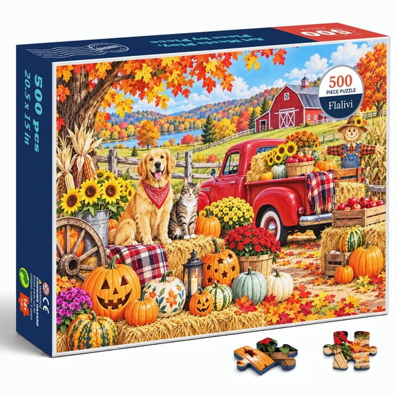 PUZZOSCARS Autumn Farm Harvest 500 Pieces Jigsaw Puzzle for Adults, 20.5 x 15 in