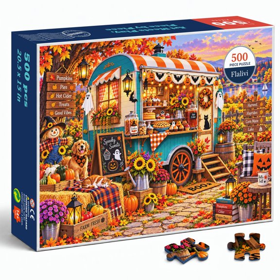 PUZZOSCARS Autumn Pumpkin Bakery 500 Pieces Jigsaw Puzzle for Adults, 20.5 x 15 in