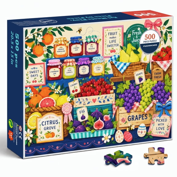 PUZZOSCARS Fruit Market Preserves 500 Pieces Jigsaw Puzzle for Adults, 20.5 x 15 in
