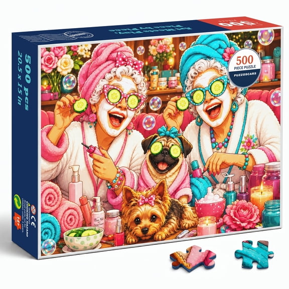 PUZZOSCARS Funny Spa Day 500 Pieces Jigsaw Puzzle for Adults, 20.5 x 15 in