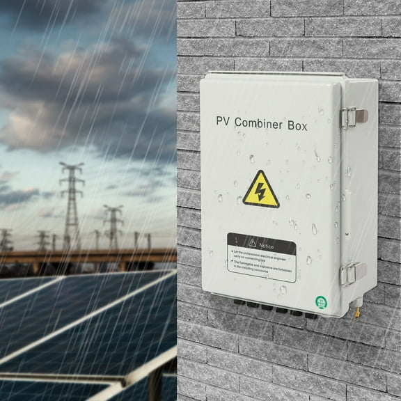 PV Combiner Box, 6 String, Solar Combiner Box with 15A Rated Current Fuse, 63A Circuit Breaker, Lightning Arreste and Solar Connector, for On/Off Grid Solar Panel System,
