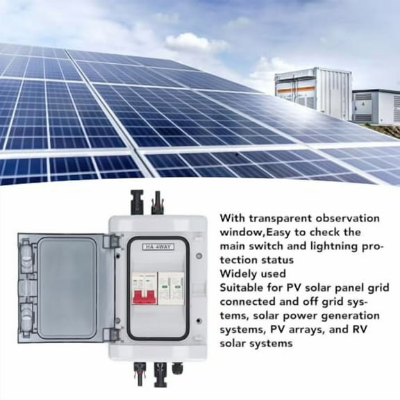 PV Combiner Box, Solar Photovoltaic Combiner Box, Waterproof Outdoor Breaker Box with DC500V 32A Circuit Breaker for Solar Panels System