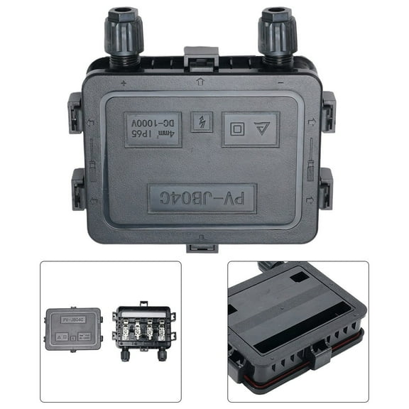 PV Solar Panel Junction Box, IP67 Waterproof, 180W300W Rated, DC 15A Current Rating, for Off-Grid Solar Systems, Black Carbon Fiber Housing