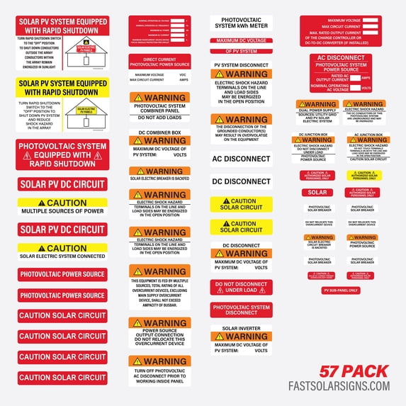 Solar Panel Back Label PV Solar System Install Label Kit | Multi Pack | 2020 | 2017 Code ...