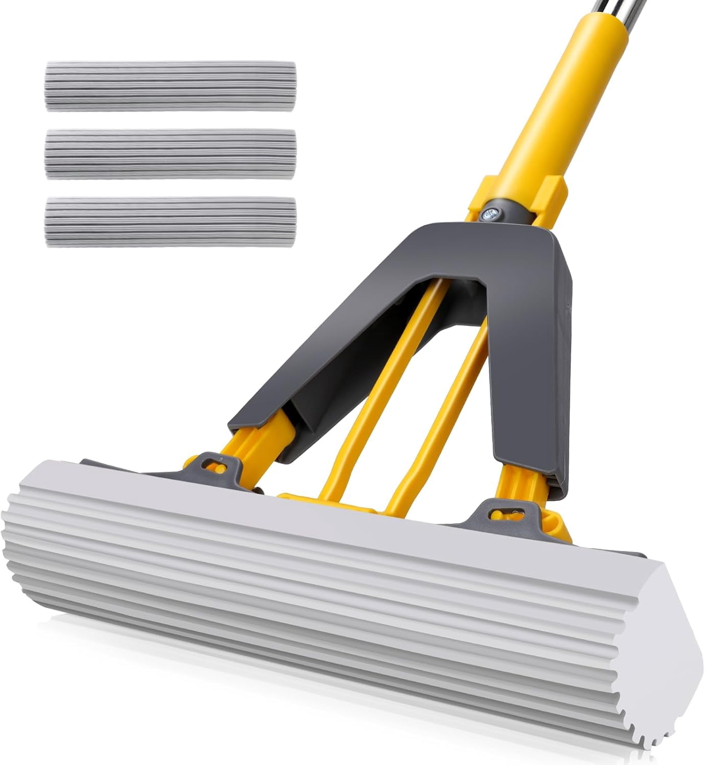 PVA Sponge Mops for Floor Cleaning with 3 Squeeze Mop Heads - Walmart.com