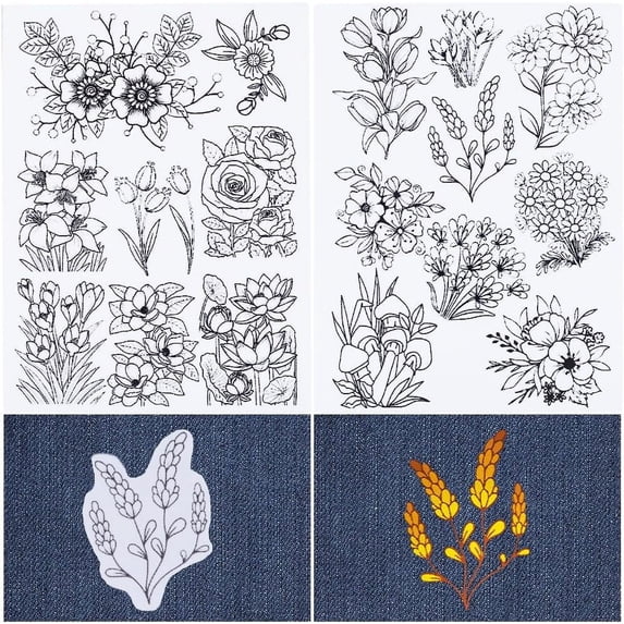 PVA Water-soluble Embroidery Aid Drawing Sketch Flower 297x210mmm 2pcs/set DIY