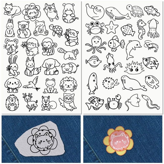 PVA Water-soluble Embroidery Drawing Sketch Rectangle Animal 297x210mmm 2pcs/set diy