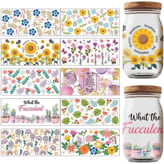 PVC 1 set PVC DIY Heat Transfer Paper for UV Sublimation Cup Flower 110x240mm