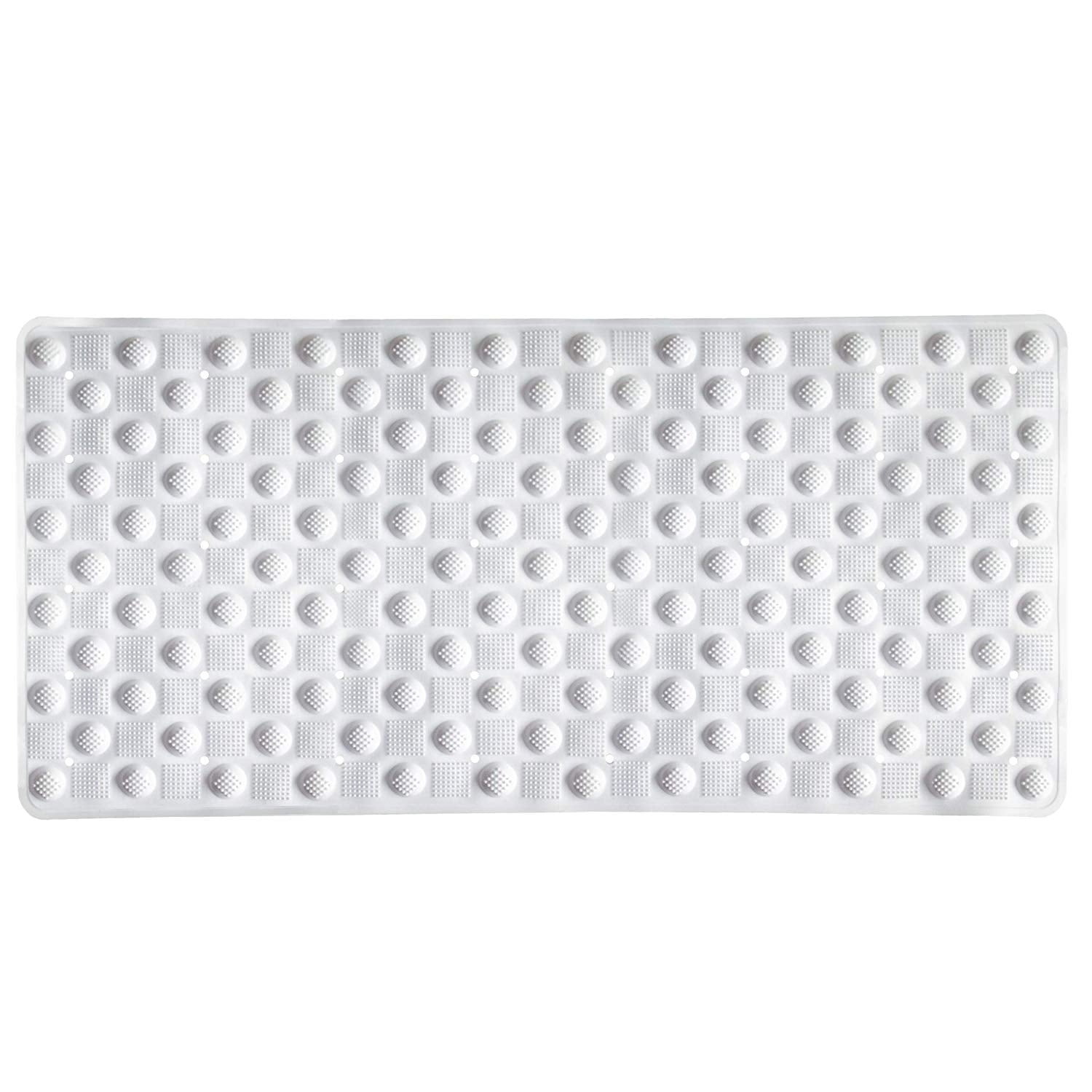 PVC 16x34 Inch Bubble Tub Mat, Slip Resistant Shower Tub Mat with Suction Cups, White