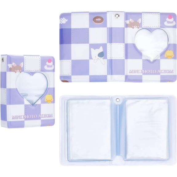 PVC 1PCS 3 Inch otocard Album Mini oto Album Love Heart Hollow otocard Id Holder Book otocard Binder Card Sleeves 40 Pockets with Cloud Pattern for Collecting otos(Purple)