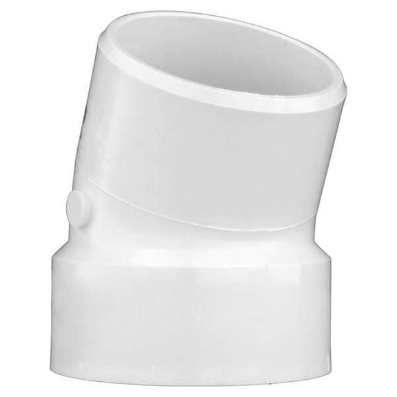 PVC 22-1/2 Degree Street Elbow, Hub x Spigot, 3 in Pipe Size