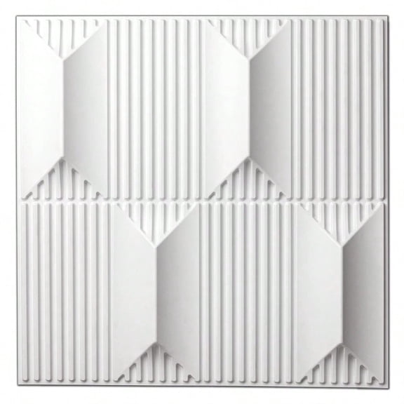 PVC 3D Wall Panel For Interior Wall Decor 19.7 X 19.7 Wall Decor PVC 3D Wall Panels 3D Textured Wall Panels Pack Of 12 Tiles White