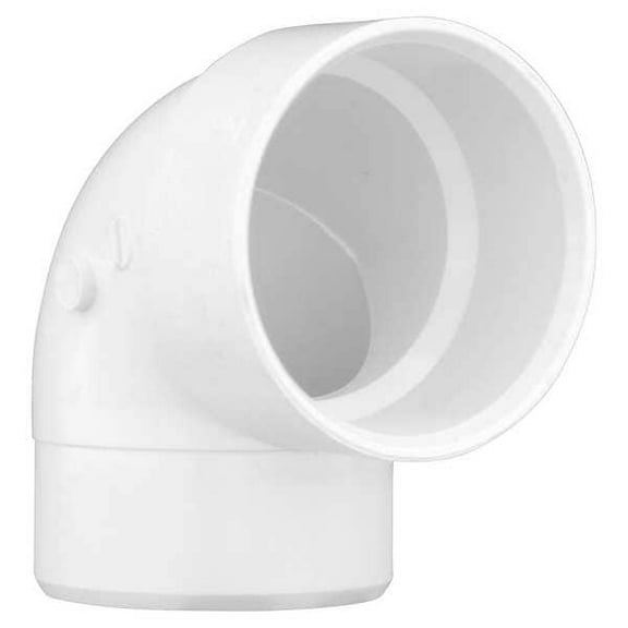 PVC 90 Degree Vent Street Elbow, Hub x Spigot, 3 in Pipe Size