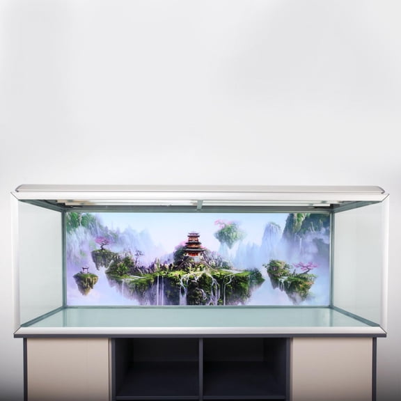 PVC Aquarium Background, Sky Castle Design, Waterproof Fade,Resistant Fish Tank Decor