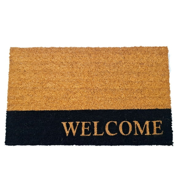 PVC Backed coir door mat natural printed Doormat 15 mm - 18x30
