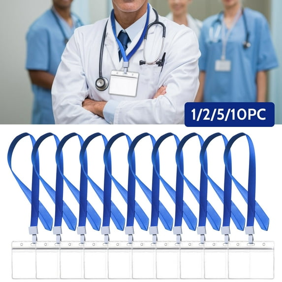 PVC Badge Holders with Lanyards: Horizontal Card Protector Sleeves Event Credential Holders Vaccination Record Organizer